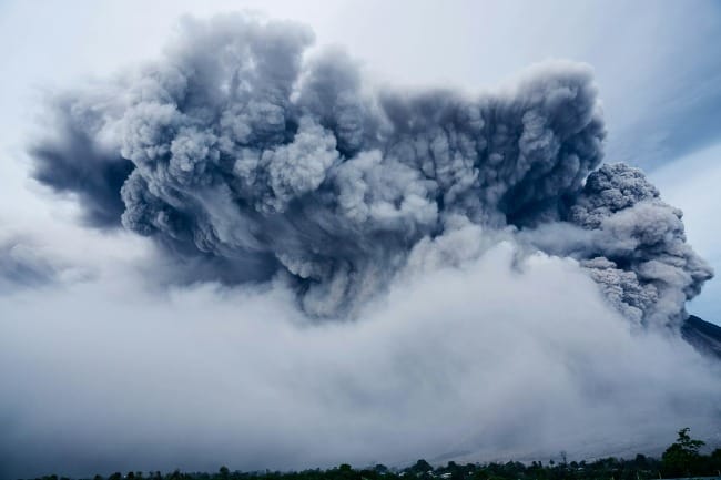 Huge cloud over a volcano